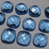 12 mm Cushion Checkar cut Board Cabochon - Gorgeous Blue Topaz Colour - QUARTZ - super Super Sparkle 10 pcs